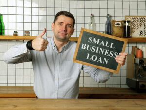 Small business loan in the businessman hands
