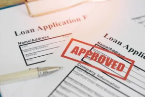  Loan application form with Rubber stamping that says Loan Approved