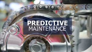 PREDICTIVE MAINTENANCE on the Mechanism of Metal Cogwheels background