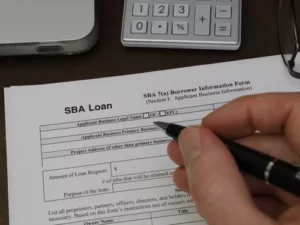 A U.S. government Small Business Administration aka SBA loan application form